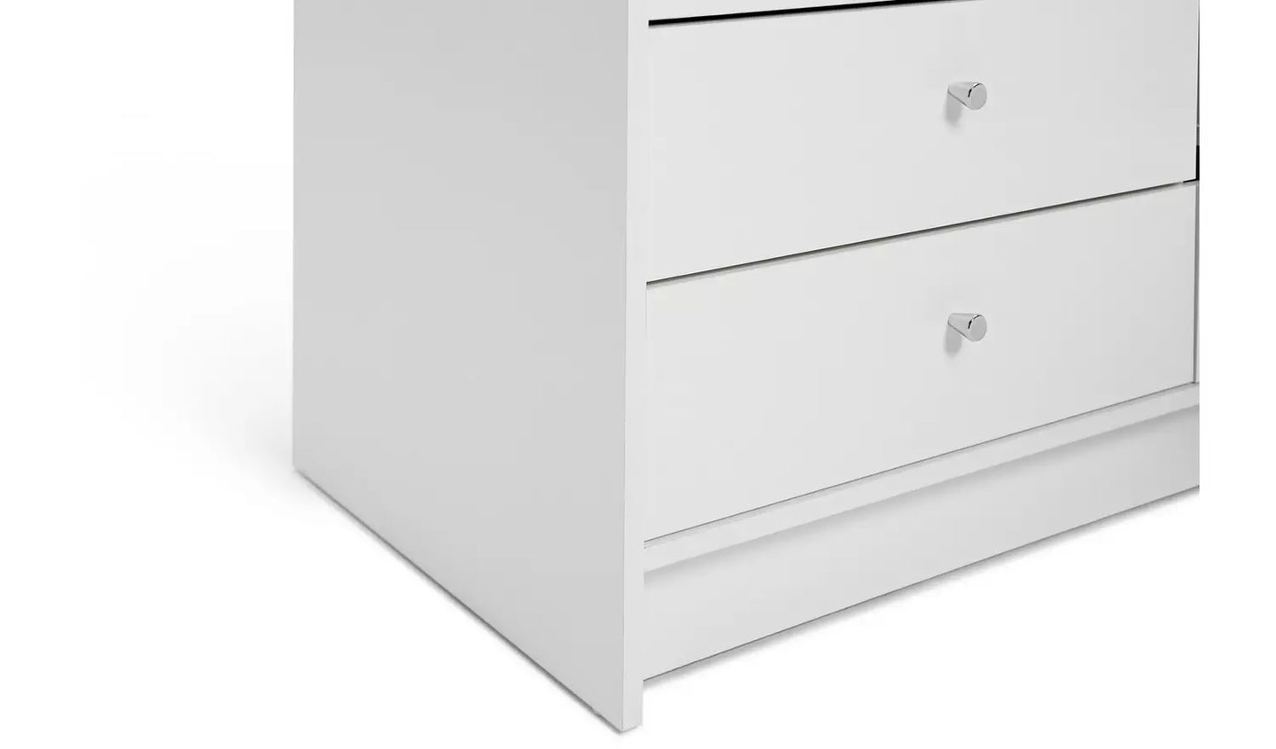 Assembled Malibu 3 Door 4 Drawer Mirror Wardrobe - White